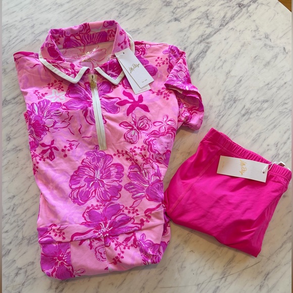 Lilly Pulitzer Alona Floral Luxletic Dress & Shorts Parigi Pink Large New Tags - Picture 4 of 12
